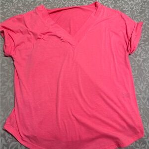 SHEIN Coral V-Neck Short Sleeve Tee